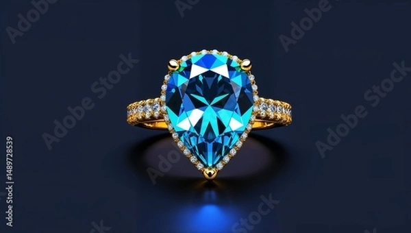 Obraz Gem ring glowing in the dark on plain dark background