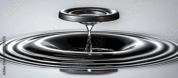Fototapeta Liquid cascading into a circular pool.