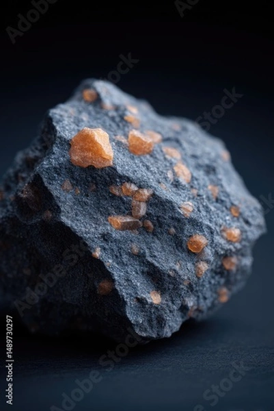 Fototapeta close-up of rough minerals on smooth black surface