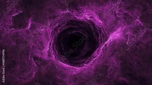 Obraz Cosmic Black Hole Portal with Purple Clouds and Nebula Effects