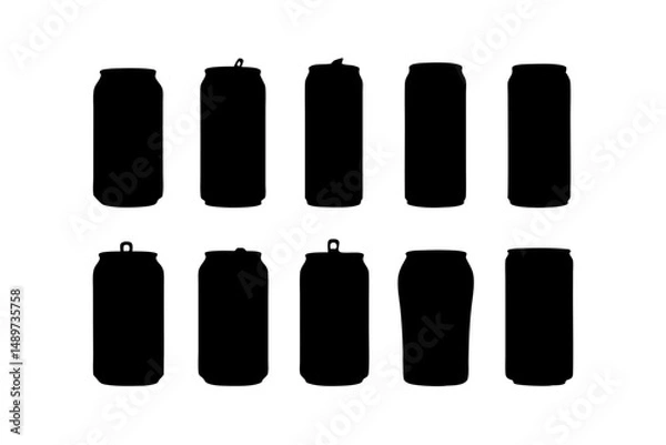 Obraz Soda Can Black Silhouette Vector Illustration