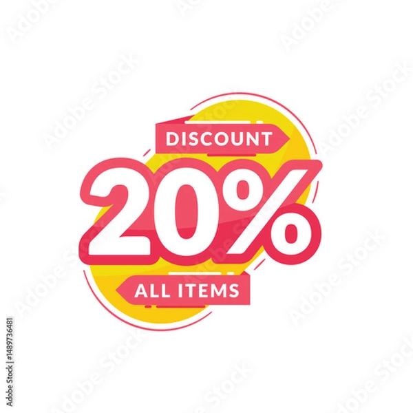 Obraz Special discount 20% Off Badge Design. Discount number banner flat design