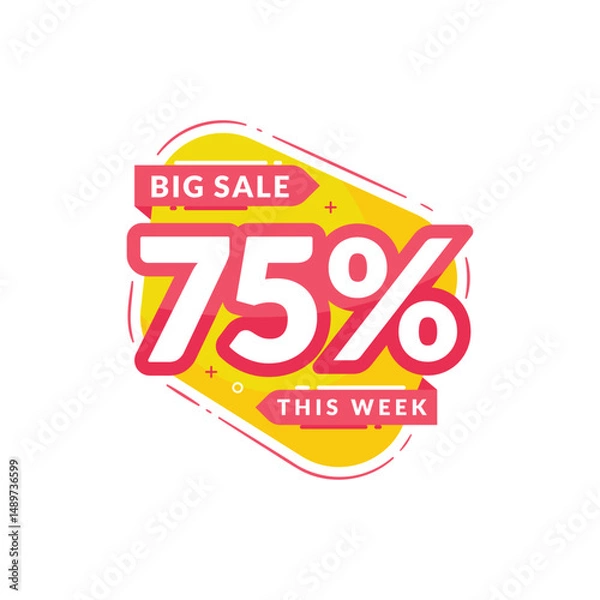 Obraz Special discount 75% Off Badge Design. Discount number banner flat design