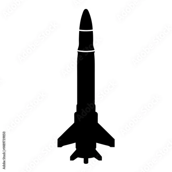 Obraz Black Missile or Rocket with Nozzle Base Icon Isolated vector illustration