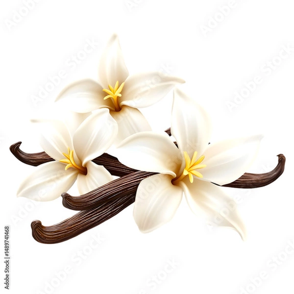 Obraz Aromatic Vanilla Flowers and Beans Fresh and Fragrant Spice