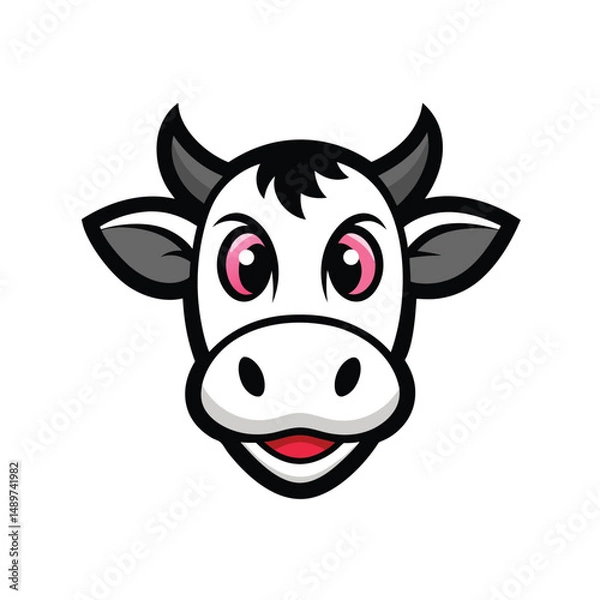 Obraz Expressive Cartoon Cow Head Mascot Logo Design