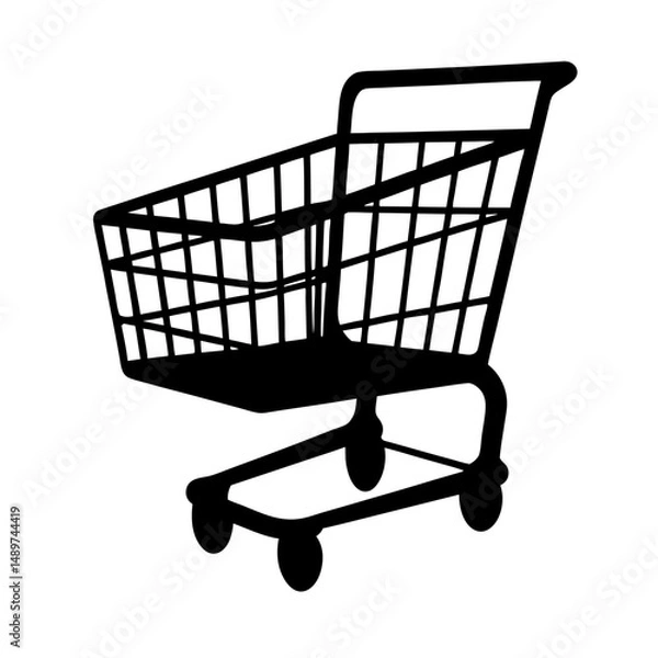 Fototapeta empty shopping cart black silhouette vector illustration