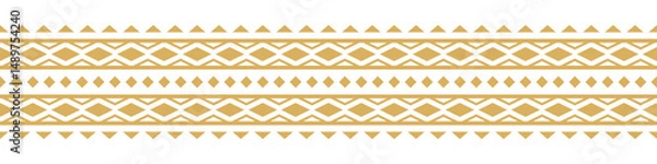 Fototapeta Gold ethnic border with geometric tribal pattern.