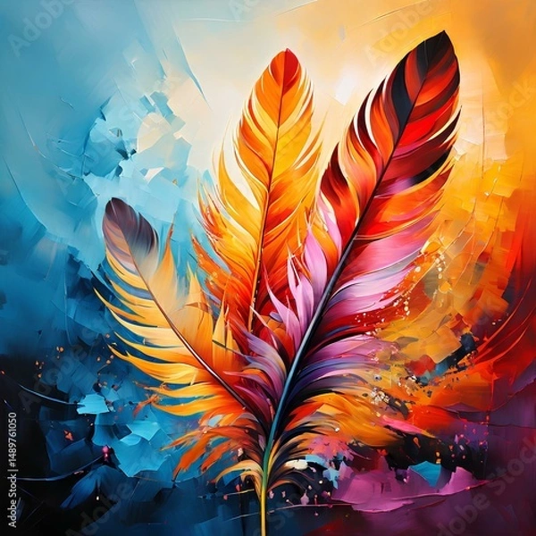 Fototapeta feather on the blue background