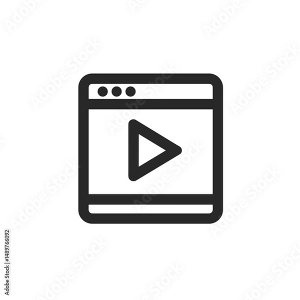 Fototapeta Video player icon, in simple style, the concept of multimedia content, with copy space