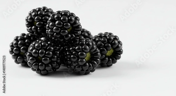 Fototapeta Fresh Blackberries Isolated on White Background