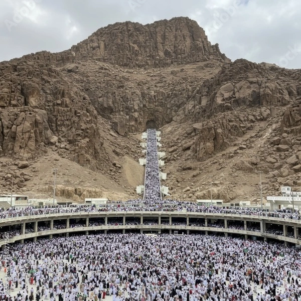 Obraz Arafat Day: Millions of Pilgrims Ascend Mount Arafat During Hajj Pilgrimage