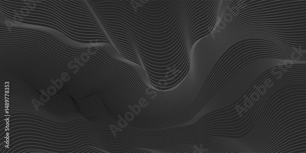 Fototapeta Abstract wave curve background in black color. Stock vector 3D modern background for your design.