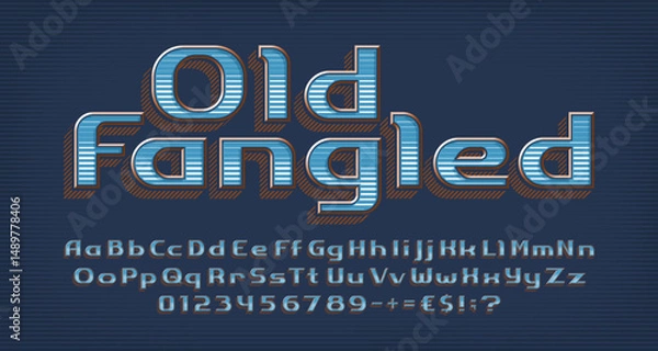 Fototapeta Old Fangled alphabet font. Sans serif letters and numbers. Uppercase and lowercase. Vector typeface for your typography design.
