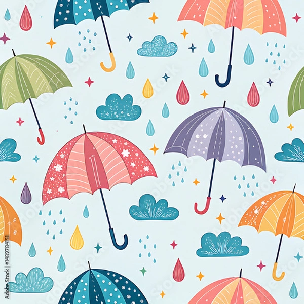 Obraz seamless background with umbrellas