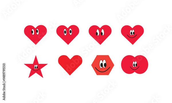 Obraz love react with cartoon design on isolated white background