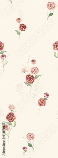 Obraz Dynamic Hand Drawn Flower and Scroll Motif Illustrations