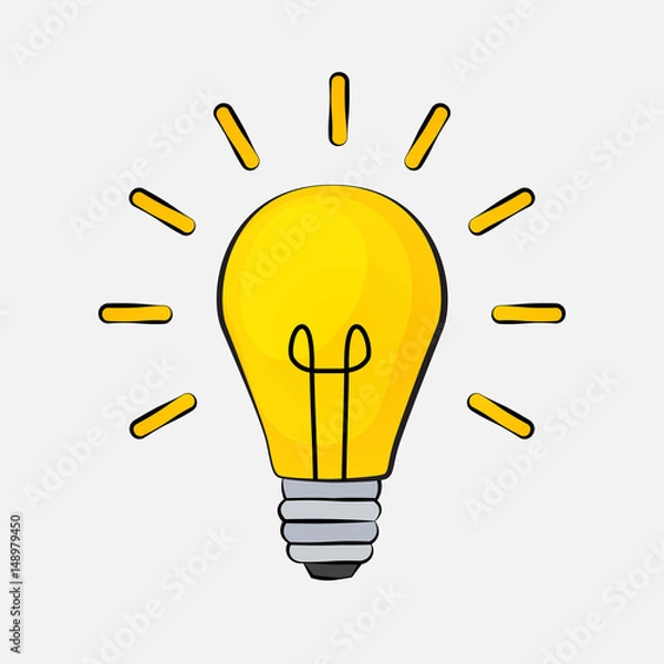 Fototapeta Idea Bulb Flat Design Icon. Vector Illustration