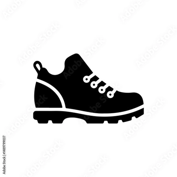 Obraz Hiking Boot  silhouette icon vector flat design.