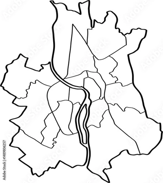 Obraz freehand drawing of Toulouse city map.