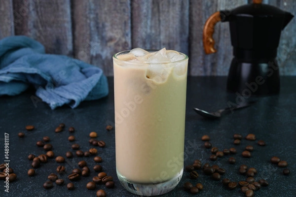 Obraz Iced coffee served in a glass cup.