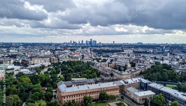 Fototapeta Urban Cityscape Emphasizing Urban Environment and Weather Effects