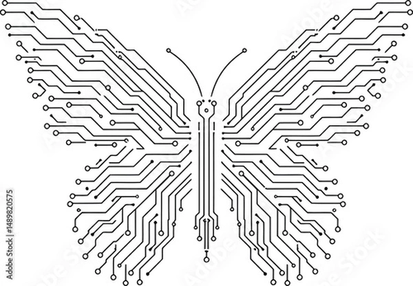 Fototapeta Circuit Butterfly Vector Design