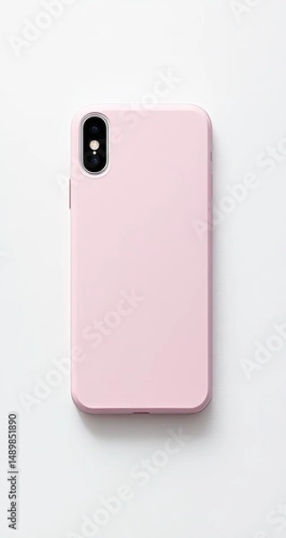 Fototapeta A light pink smartphone case, top view