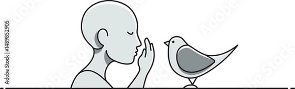Fototapeta Whispering to the Bird - Minimalist Vector Design