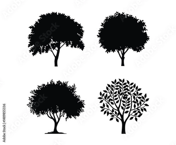 Fototapeta Isolated Orange Tree Silhouette on White Background