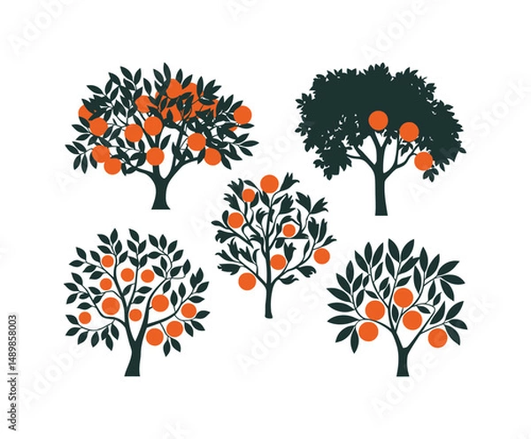 Fototapeta Silhouette of Orange Tree EPS Vector Format