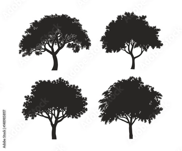 Fototapeta Orange Tree Silhouette Vector Image Collection
