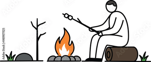 Fototapeta Marshmallow Roast Vector Illustration