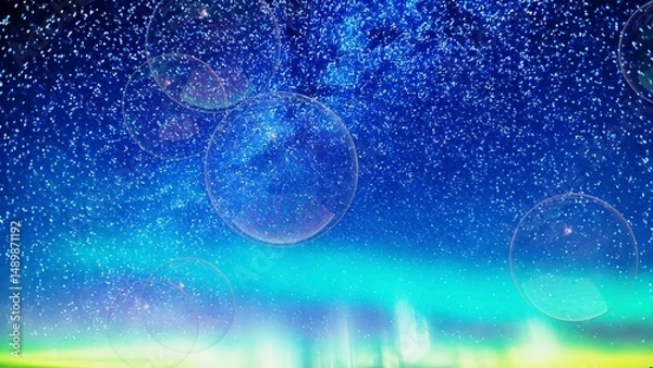 Obraz 星空背景のシャボン玉の3Dイラスト