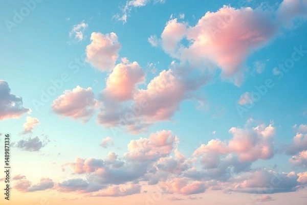 Fototapeta Rosy clouds float across a pastel sky