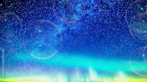 Obraz 星空背景のシャボン玉の3Dイラスト