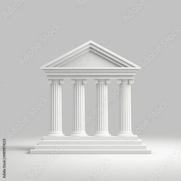 Obraz White building with four pillars and a triangular roof