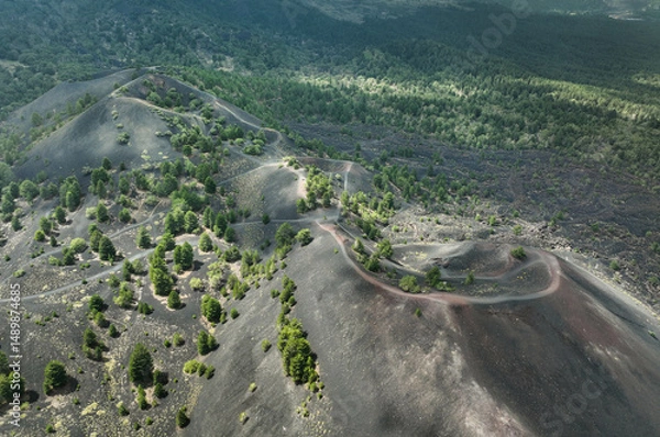 Fototapeta Etna e i Crateri Sartorius  - Panoramica dall alto della località turistica in Sicilia