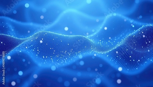 Obraz blue digital mesh with floating data points