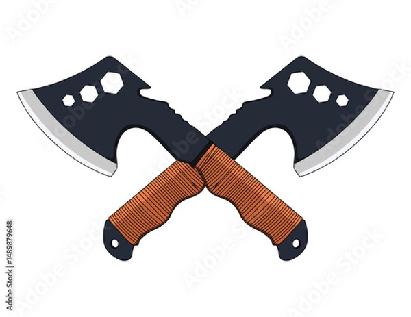 Fototapeta Vector illustration design of two modern axes for use in clothing motifs, prints, and logos