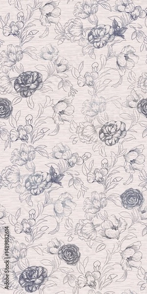 Fototapeta Exquisite Hand Rendered Flower and Curly Pattern Graphics