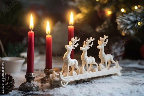 Fototapeta Festive candlesticks, generated AI