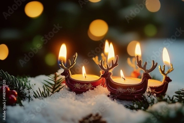 Fototapeta Festive candlesticks, generated AI
