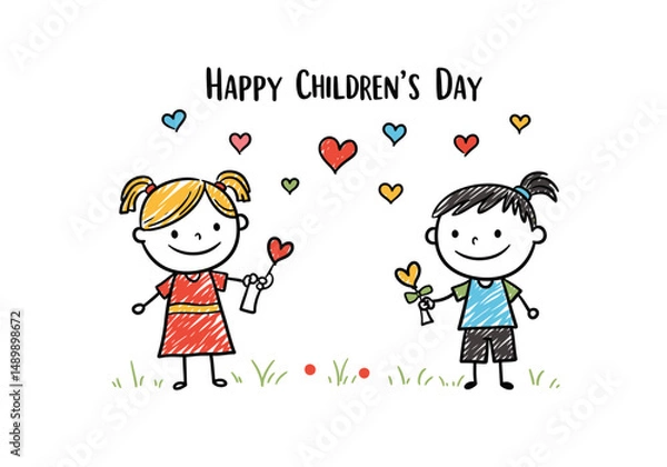 Obraz Happy Childrens Day, Illustrations, Vector arts