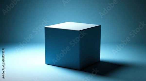 Fototapeta Teal cube product display 3 d render isolated on blue background