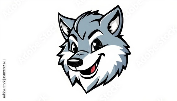 Obraz delightful wolf mascot logo with whimsical illustration on a white background