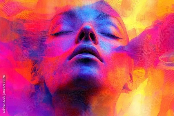 Obraz Mental disorder - trauma: abstract image of health condition. Mood disorder. Emotional distress. Behavioral therapy. Metaphorical trauma physical senses, of a mental disease. Stress managem.