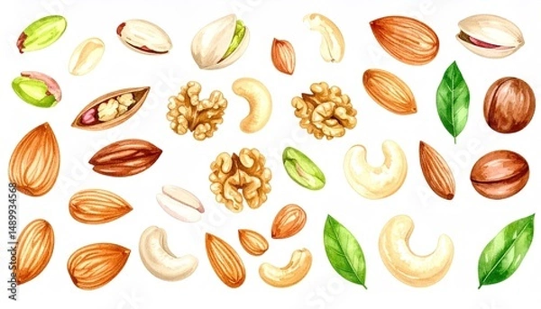 Obraz seamless background with nuts