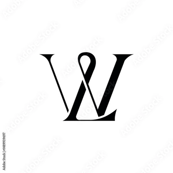 Obraz Elegant Initials WL Intertwined logo monogram