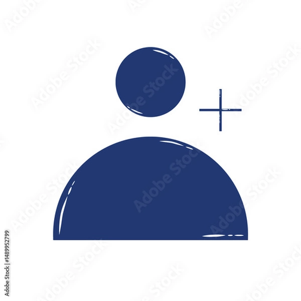 Fototapeta Doodle profile user add contact plus  circle illustration Icon that can be used for sticker, book, mandala, scrapbook, icon, decorative, etc. with aesthetic colorful blue color